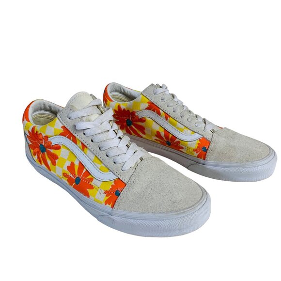 Vans Old Skool Checkerboard Sunflower Sneakers Womens 10 Suede Canvas Mens 8.5 - Picture 7 of 14